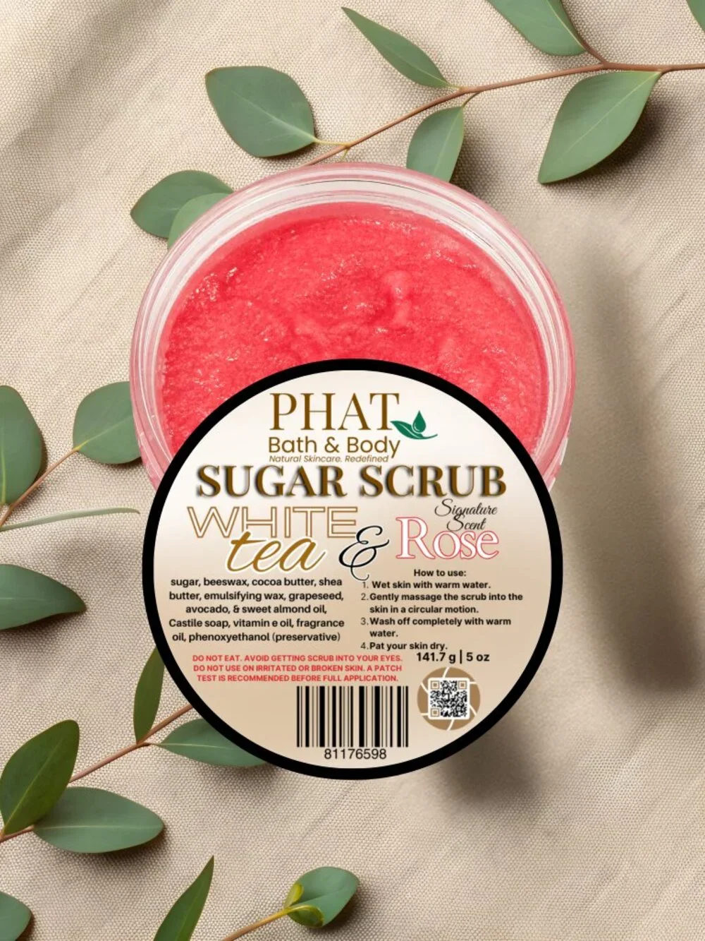 Phat Bath & Body White Tea & Rose Sugar Scrub